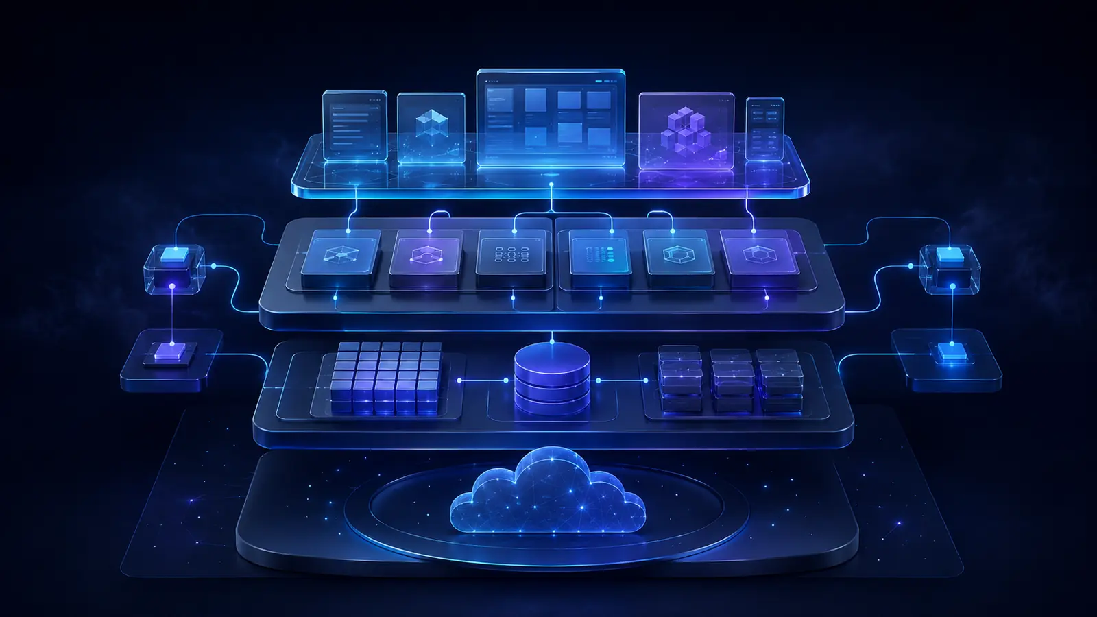 A modular technology architecture connecting product, service, data, and cloud layers